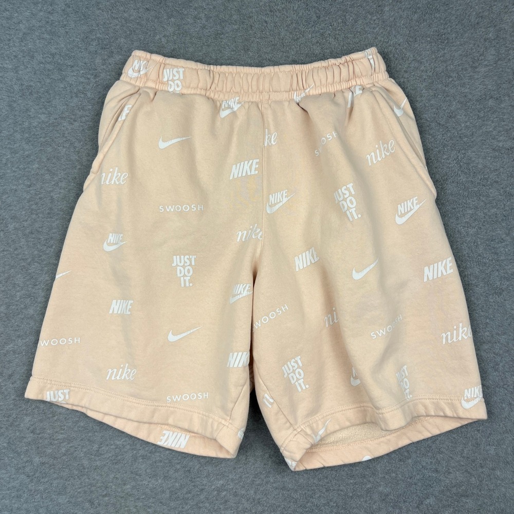 Nike Shorts Mens Large Peach AOP Club Swoosh Just Do It Fleece Sweat Short